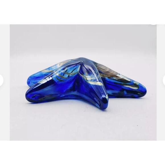 K. Howard Hand Blown Blue Art Glass Starfish 2010 Oregon Signed Art - Picture 6 of 10